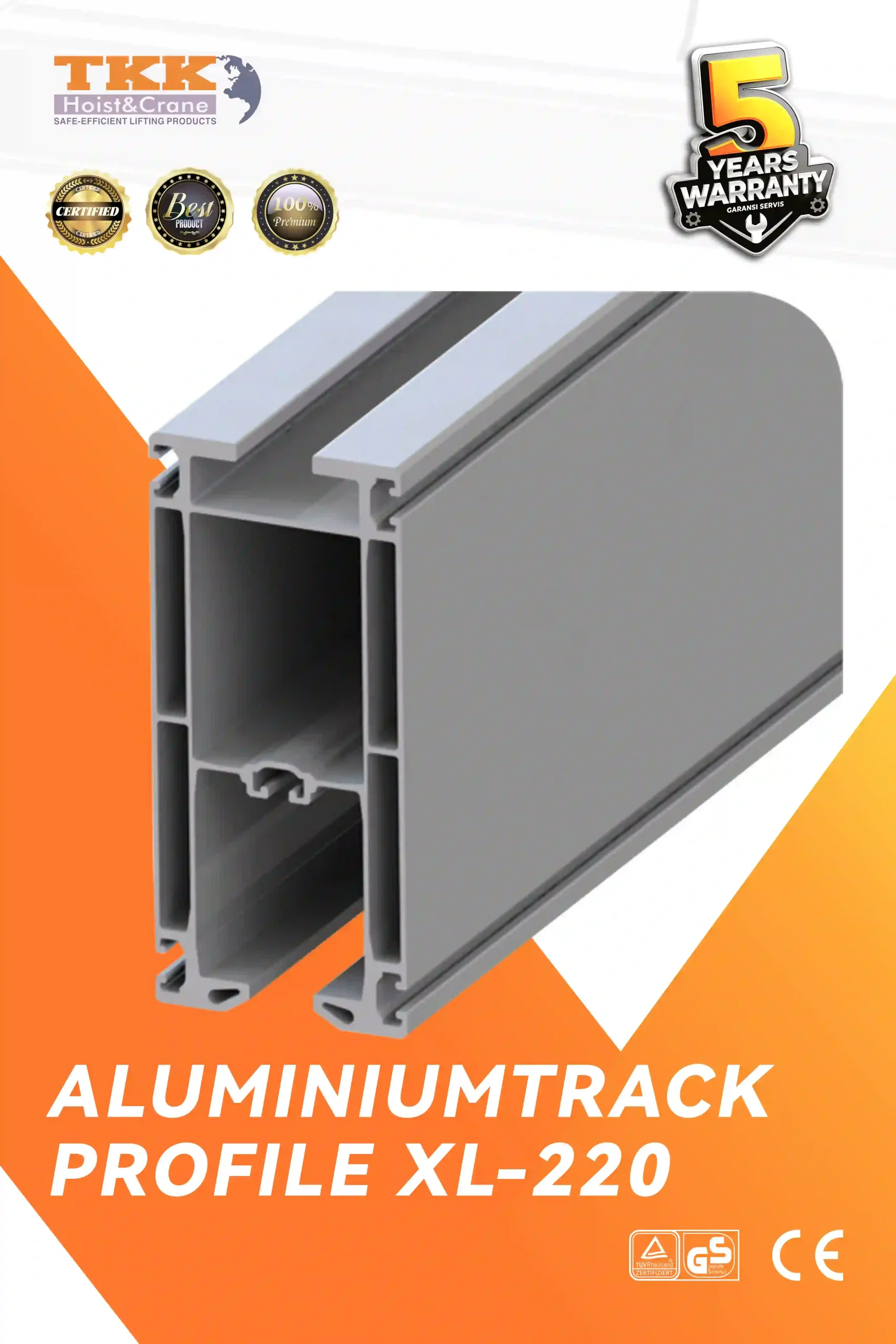 TKK Aluminium Track Profile XL-220 – Heavy Duty Aluminium Rail for KBK Crane Systems