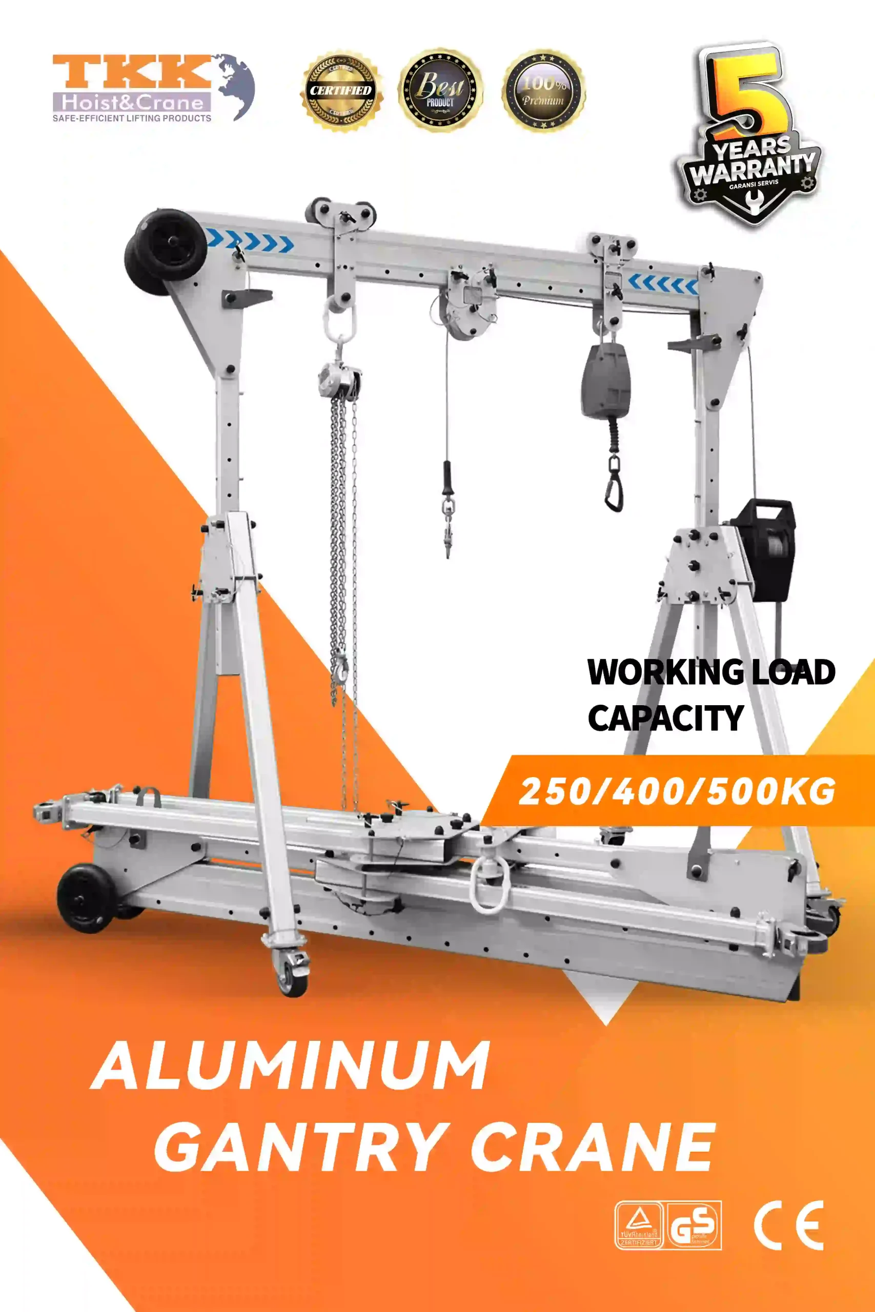 TKK Aluminum Gantry Crane – Portable Aluminum Mobile Gantry Crane TYGS Series 250kg to 500kg
