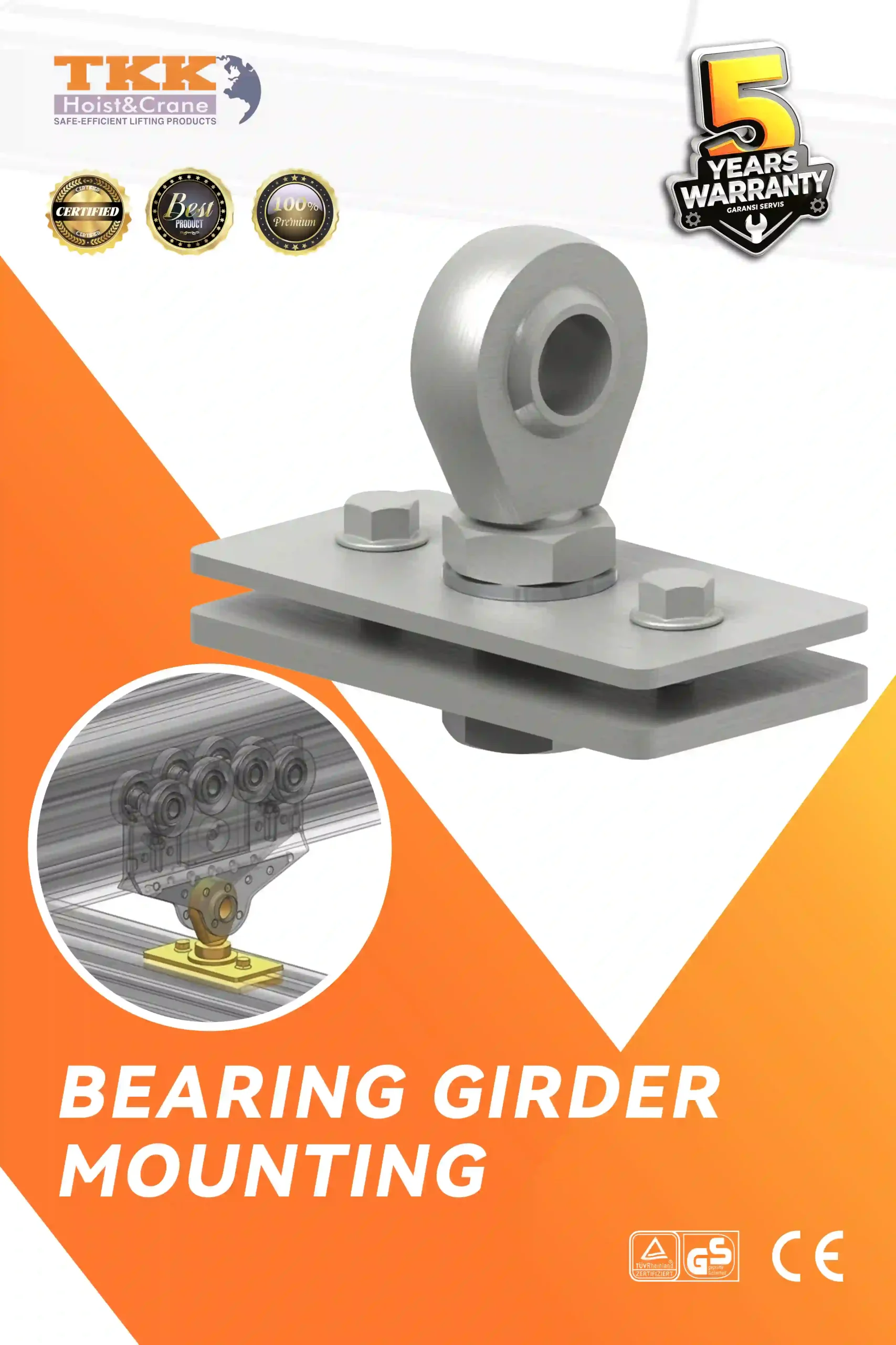 TKK Bearing Girder Mounting for Aluminium Track System - Max Load 2000kg