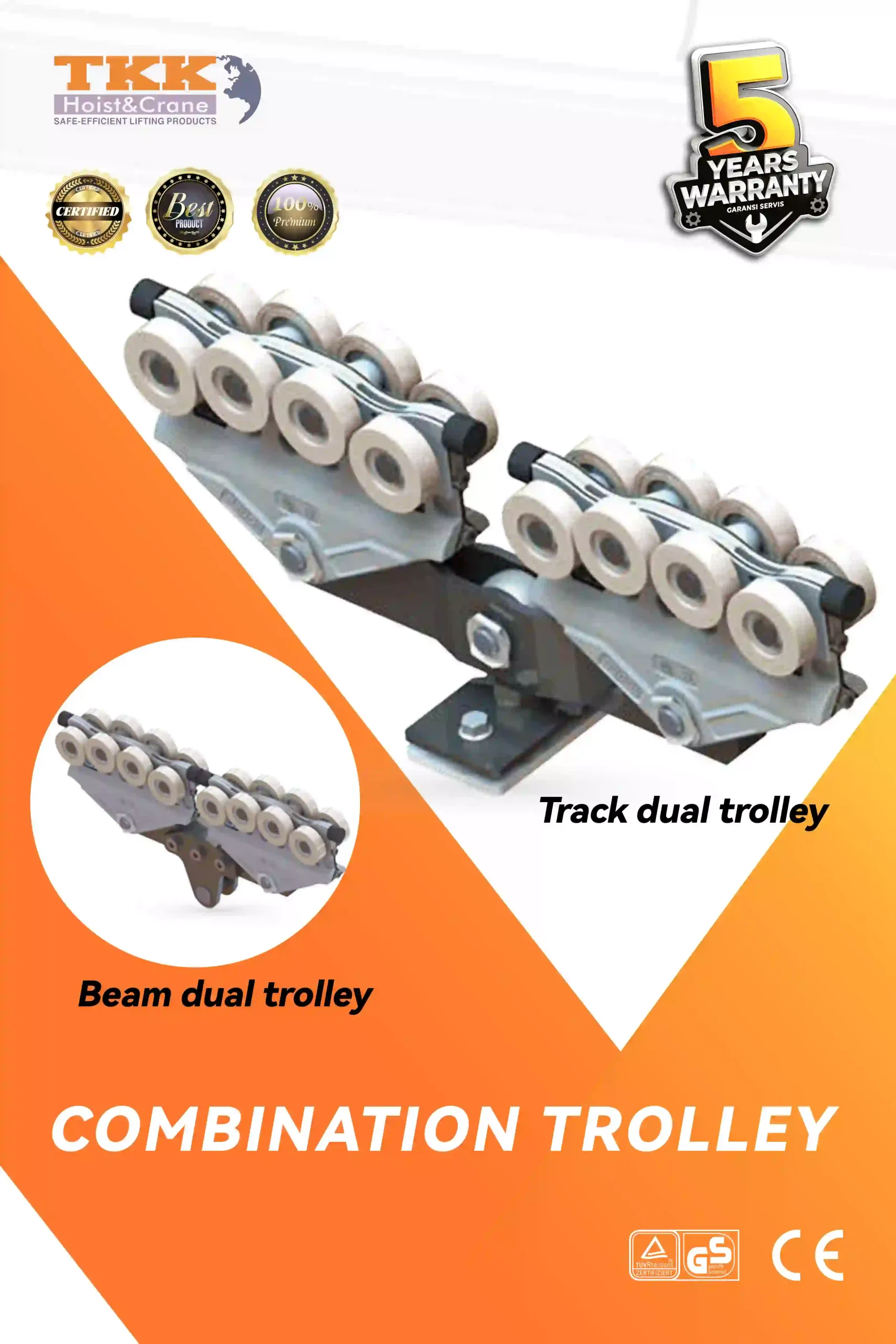 TKK Combination Trolley for Aluminium Track System-Heavy Duty Track Trolley up to 1200kg