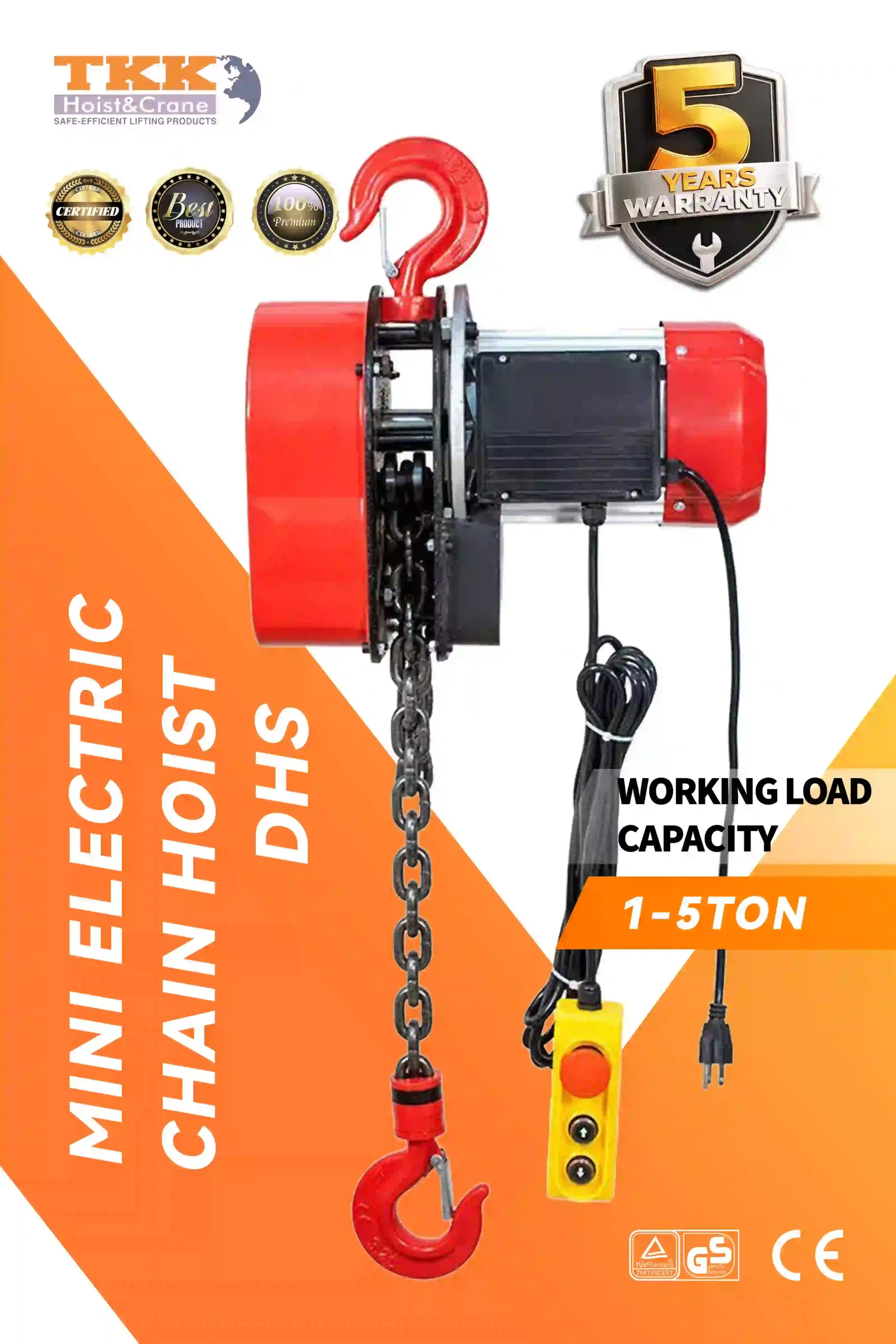 TKK DHS Mini Electric Chain Hoist – Compact & Cost-Effective Electric Chain Hoist 1 Ton to 5 Ton