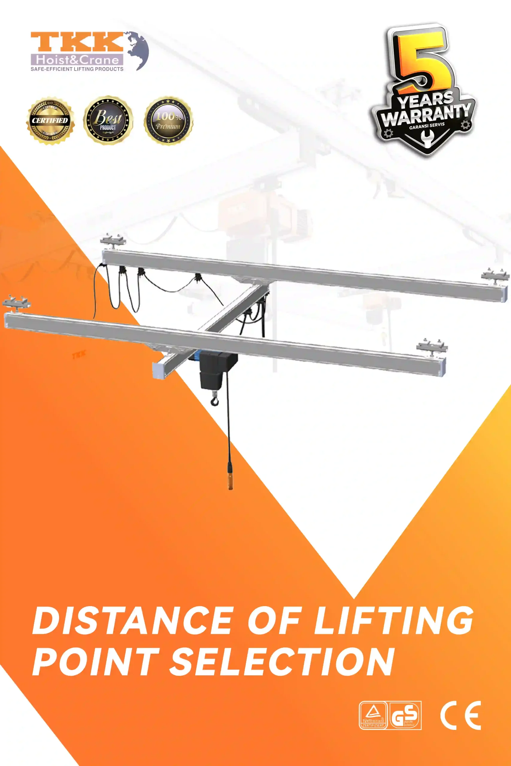 TKK Distance of Lifting Point Selection for Aluminium Track System-Load Range 80–2000kg