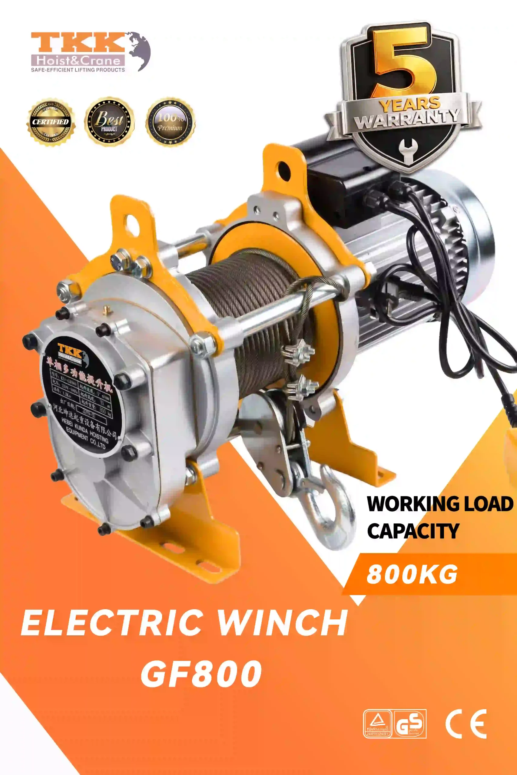 TKK GF800 Electric Winch – Compact Electric Wire Rope Winch 800kg