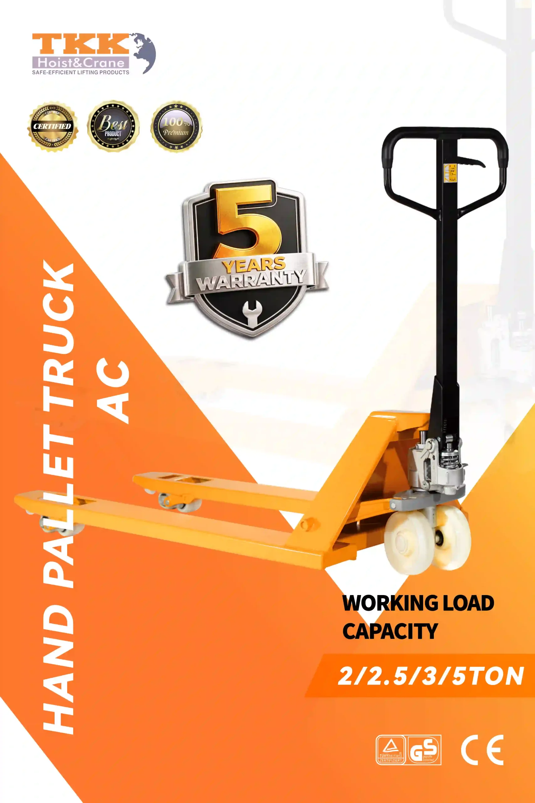 TKK Hand Pallet Truck AC Series - 22.535 Ton Manual Hydraulic Pallet Truck