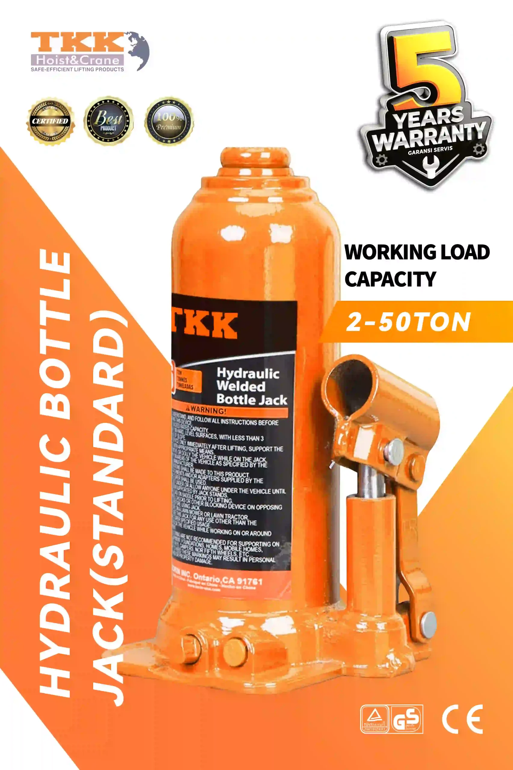 TKK Hydraulic Bottle Jack – Standard Hydraulic Lifting Jack 2 Ton to 50 Ton