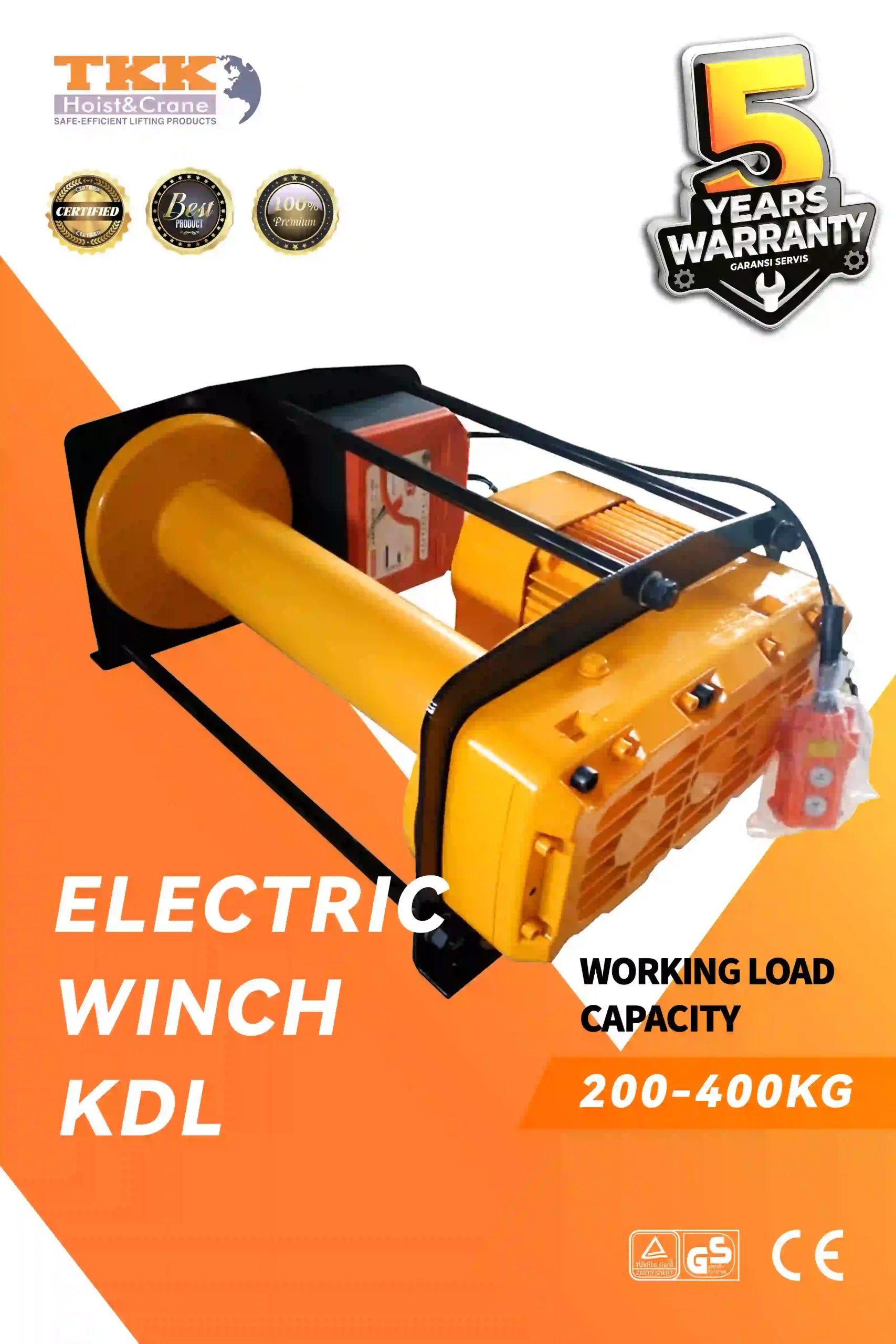 TKK KDL Electric Winch – Heavy Duty Electric Wire Rope Winch 200kg to 1000kg