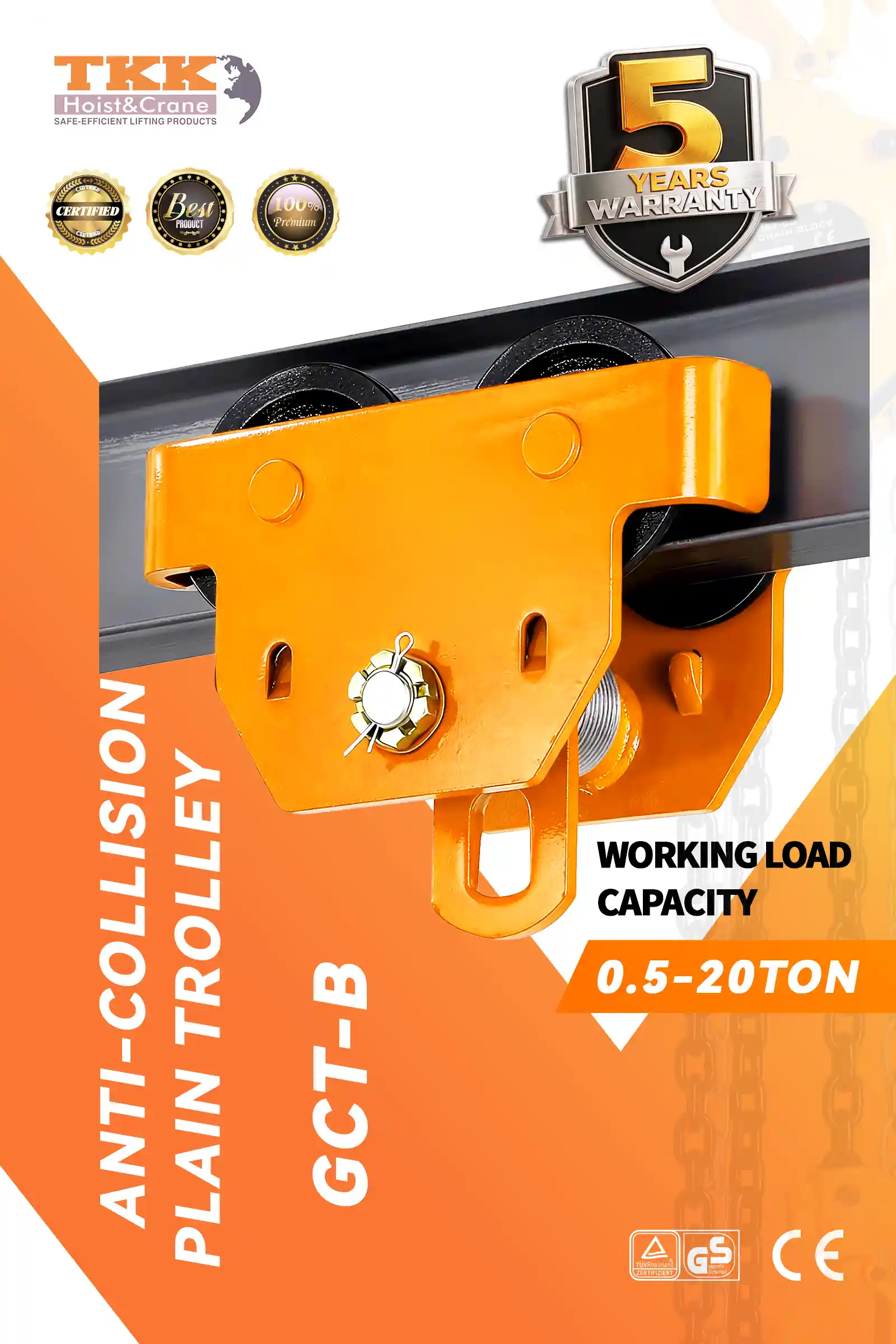 TKK PLAIN TROLLEY GCT B - Manual Push Trolley for I Beam Crane System
