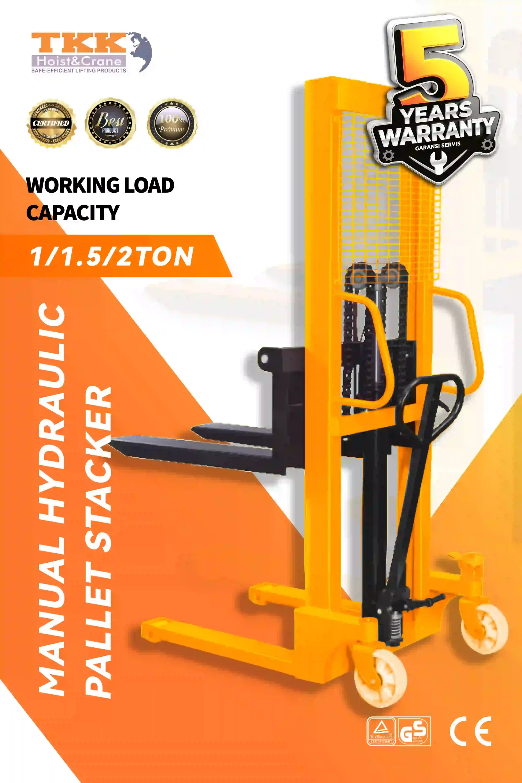 TKK Pallet Stacker Manual Hydraulic HC Series - 1-2 Ton Manual Hydraulic Stacker