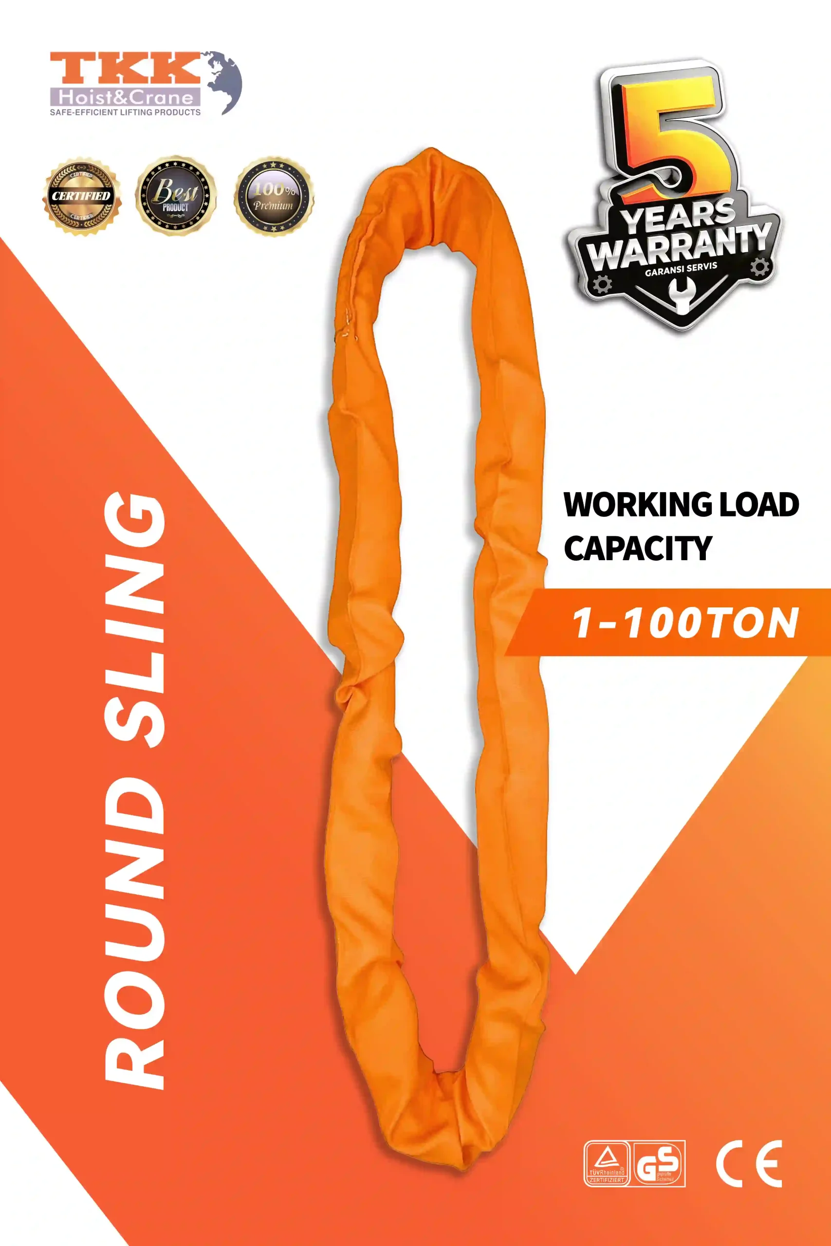 TKK TRS RS Round Slings - EN1492-2 Polyester Endless Lifting Sling 1–100 Ton