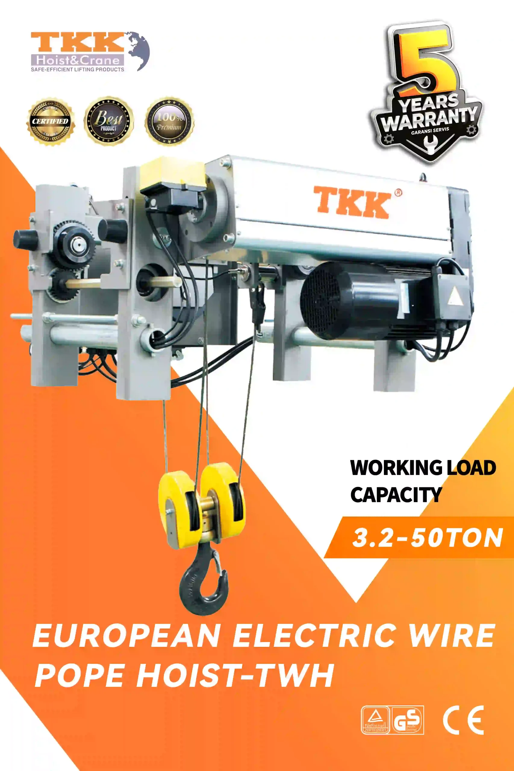TKK TWH European Electric Wire Rope Hoist – Premium Wire Rope Hoist 3.2 Ton to 50 Ton